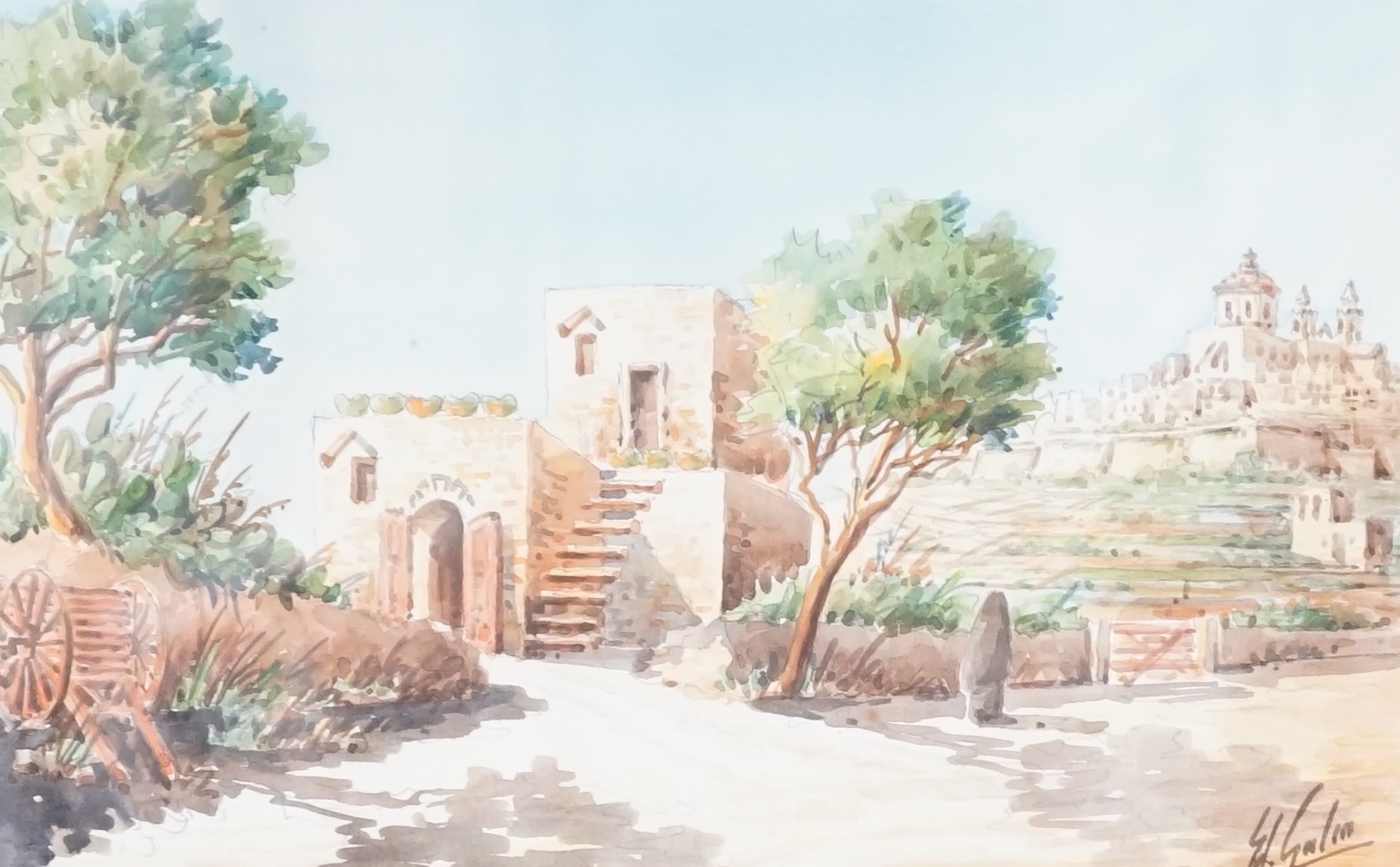 Edwin Galea (Maltese, b.1933), watercolour, 'Typical Maltese farmhouse - Mdina', signed and dated 1975, 27 x 36cm. Condition - fair, few minor spots of foxing